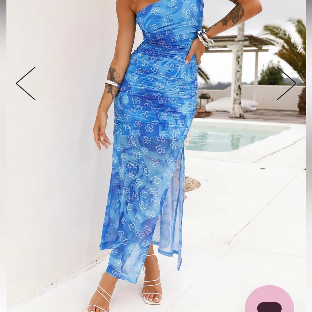 Hello Molly Blue Floral Strapless Maxi Dress